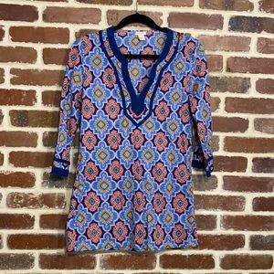 J. Crew pink and blue tunic top size xs
